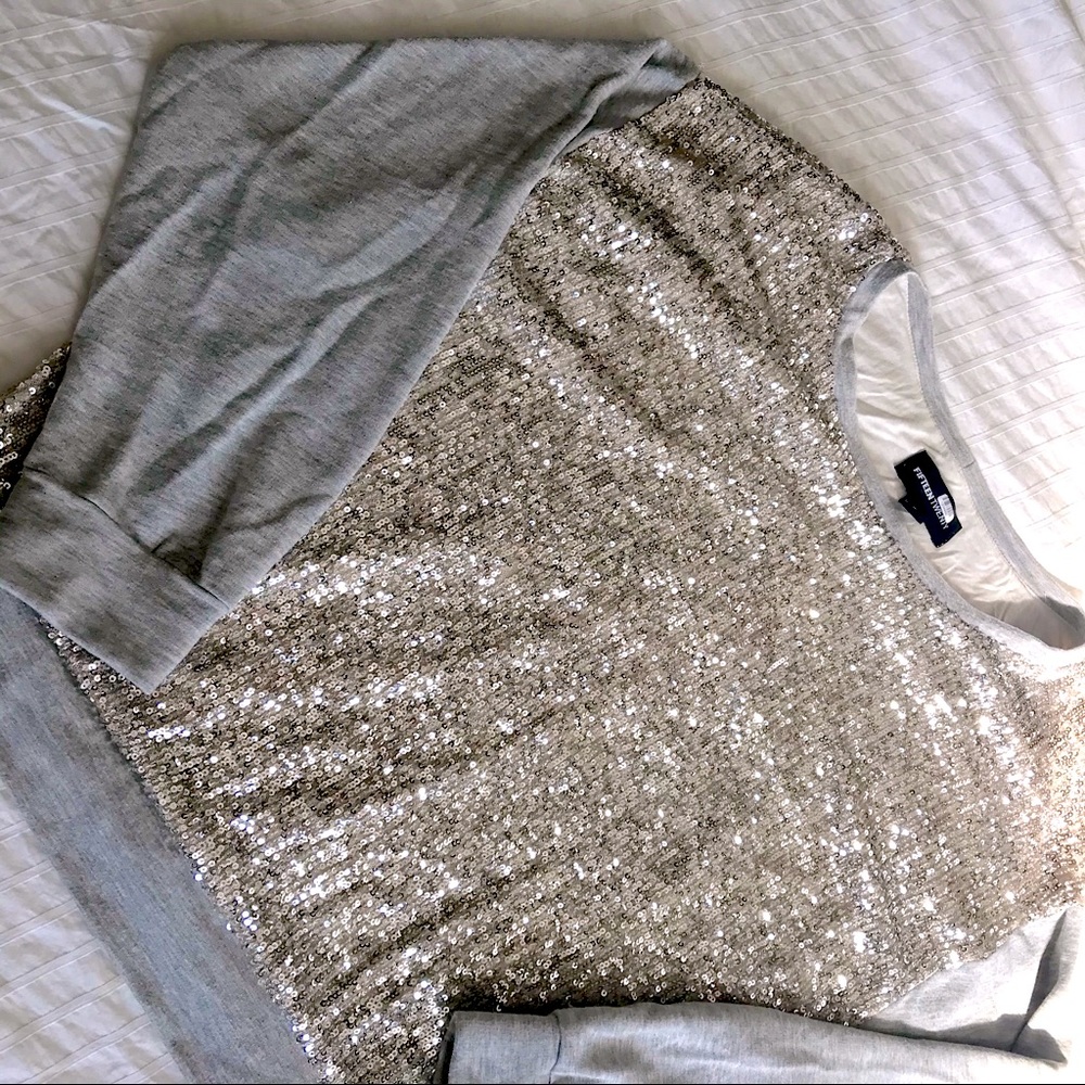 Fifteen Twenty Sequin Contrast Sweatshirt - S Grey